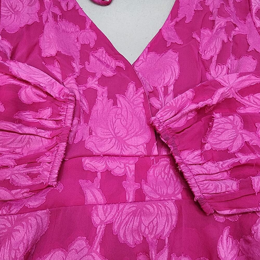 Band of the Free Women's Size Large Floral Mini Dress Fuschia Tie Back NWT - Picture 6 of 9